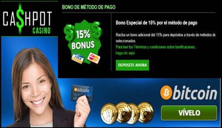 Cashpot Casino entrega hasta 15% promocional por método de ingreso