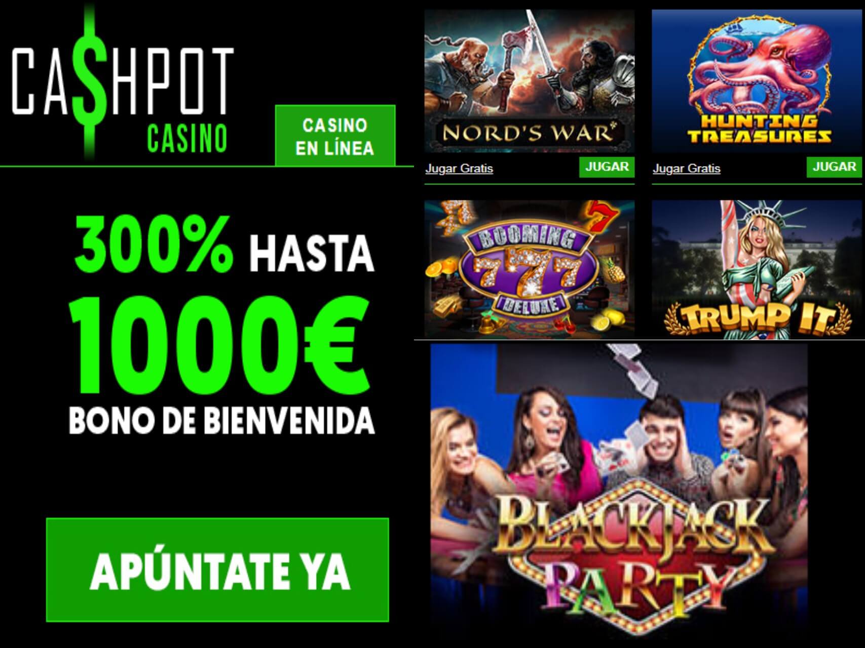Obtenga 300% promocionales de bienvenida Casino Cashpot