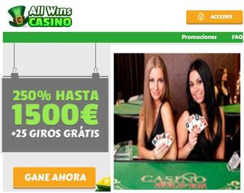 Bono de bienvenida Casino Allwins hasta por 1500 euros